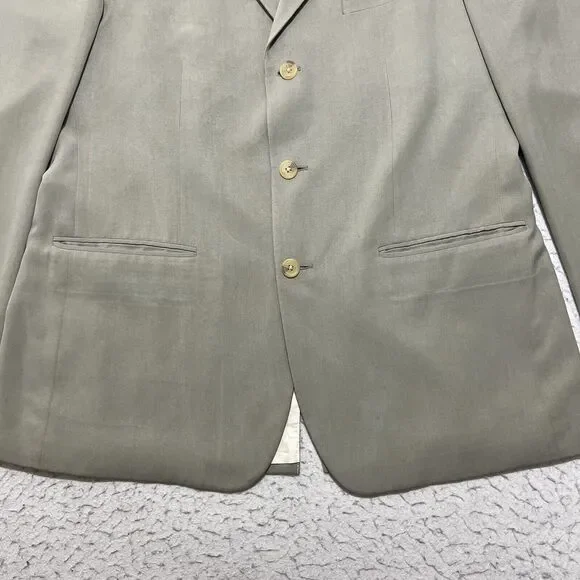 Nautica Men's 42 Regular 100% Silk Sage Green/Gray Suit Jacket Sport Coat 42R - Picture 3 of 15